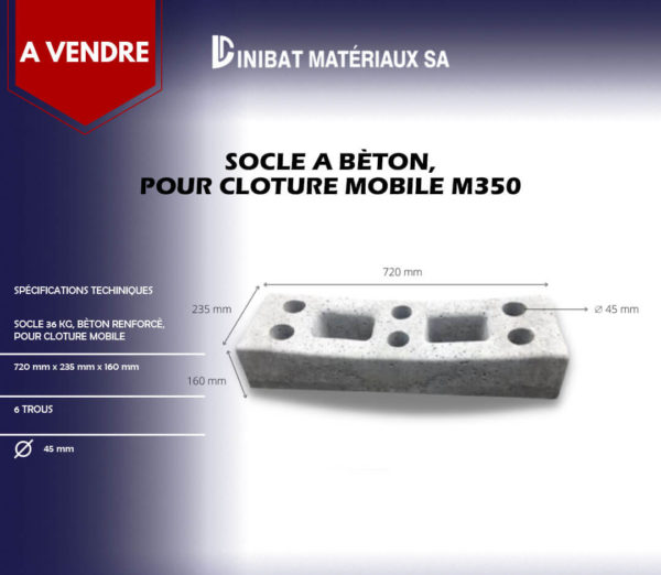 SOCLE A BÈTON, POUR CLOTURE MOBILE M350 – Image 2